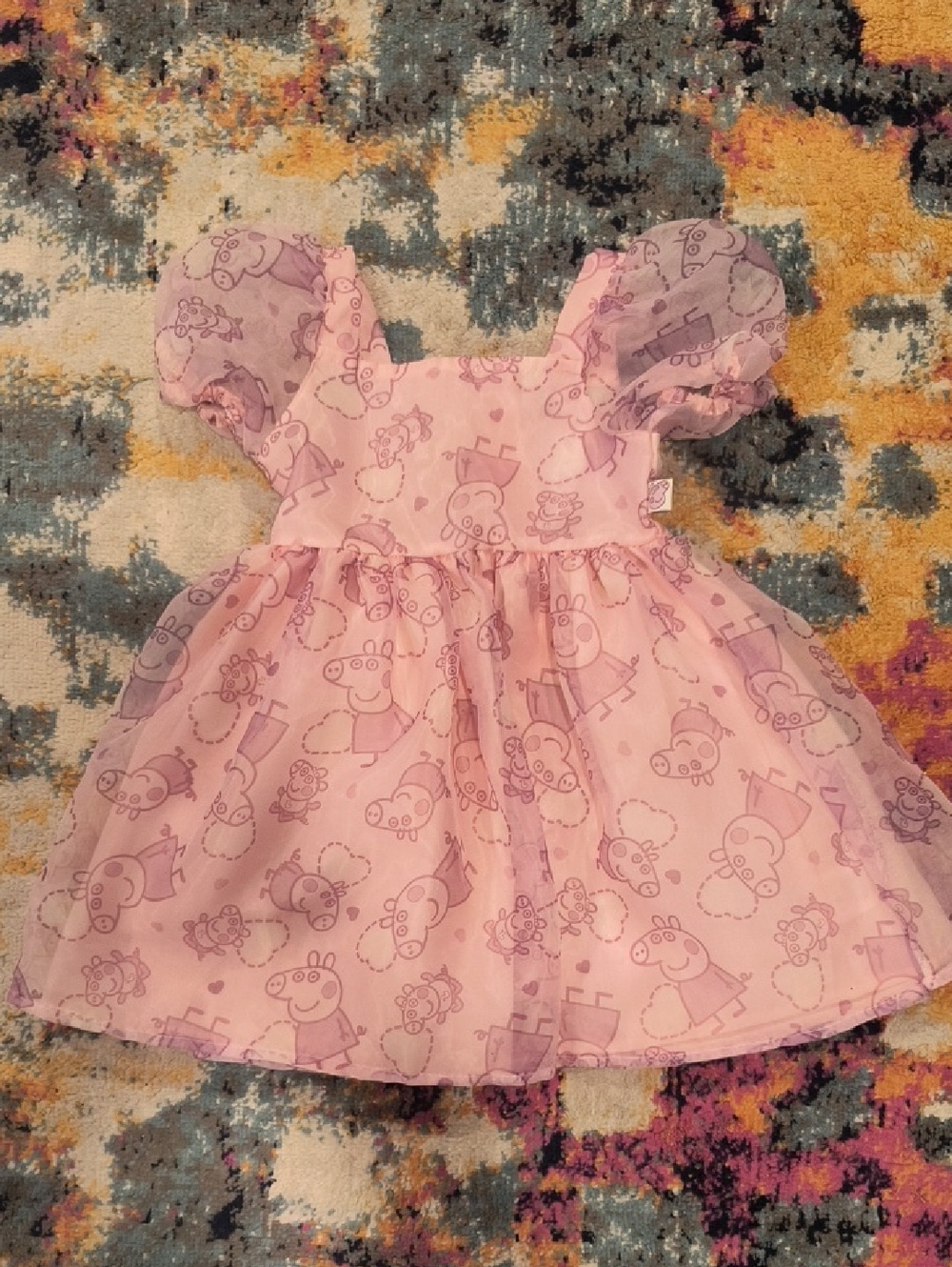 Peppa Pig Pink Printed Puff Sleeve Party Dress